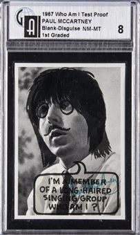 1967 Topps "Who Am I?" Test Proof Paul McCartney, Blank-Disguise – GAI NM-MT 8